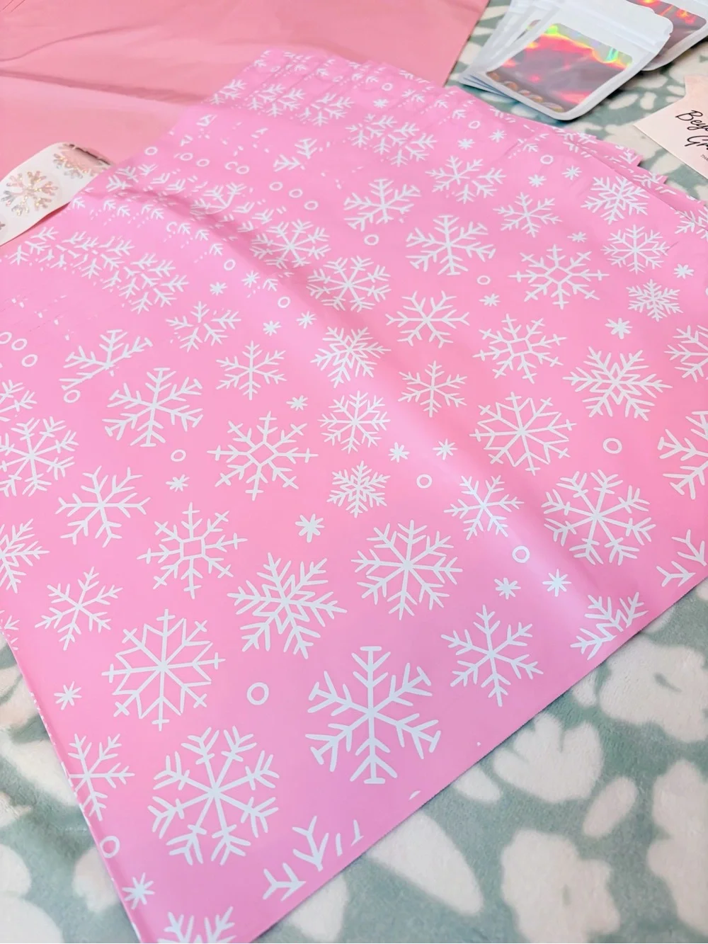 85 Piece Pink Snowflake Shipping Supply Bundle ❄️✨